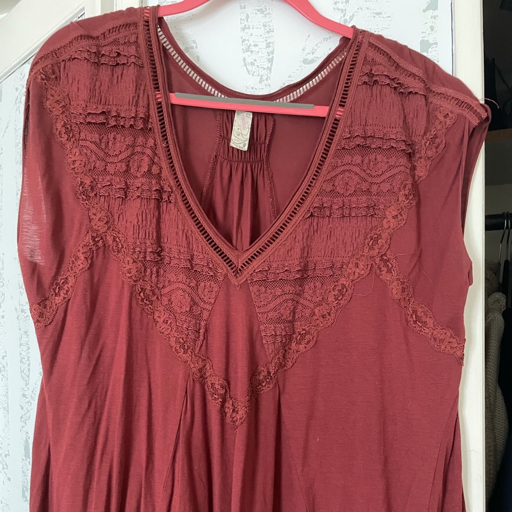 Free People Flowy Lace Blouse